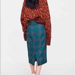 Zara High Waist Plaid Belted Skirt